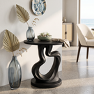 Organic Solid Wood Side Table with Sculptural Loop Base