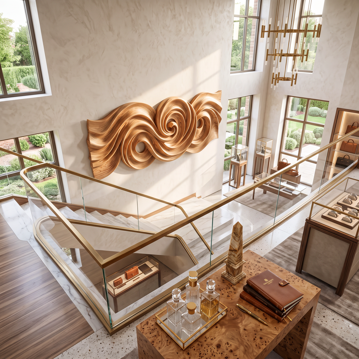 Spiral Tide Wood Wall Sculpture with Organic Flow