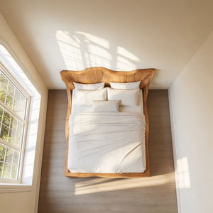Sculptural Wood Bed with Flowing Organic Silhouette for Modern Interiors