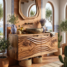 Bathroom Vanity Solid Wood Hand Carved Design for Modern Bathroom