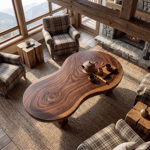 Solid Wood Tea Table with Organic Freeform Top