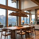 Sculptural Mountain Ridge Wood Pendant Light