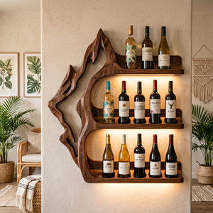 Modern Solid Wood Wine Rack Wall Shelf For Luxury Interiors