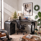Handcrafted Solid Wood Desk with Sculptural Loop Leg and Built In Drawers