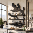 Tree Canopy Solid Wood Wall Wine Rack with Three Wine Display Shelves