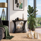Handcrafted Solid Wood Side Table with Open Book Storage and Sculptural Curved Base