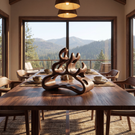 Organic Solid Wood Wine Rack Artistic Curved Bottle Holder Compact Countertop Display