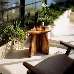 Handcrafted Solid Wood Drink Table for Modern Lounge