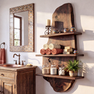 Live Edge Solid Wood Wall Shelf Floating Multi Tier Storage Display for Living Room