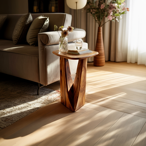 Sculptural Solid Wood Side Table for Modern Living