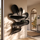 Organic Botanical Solid Wood Wall Shelf with Sculptural Leaf Display Shelves