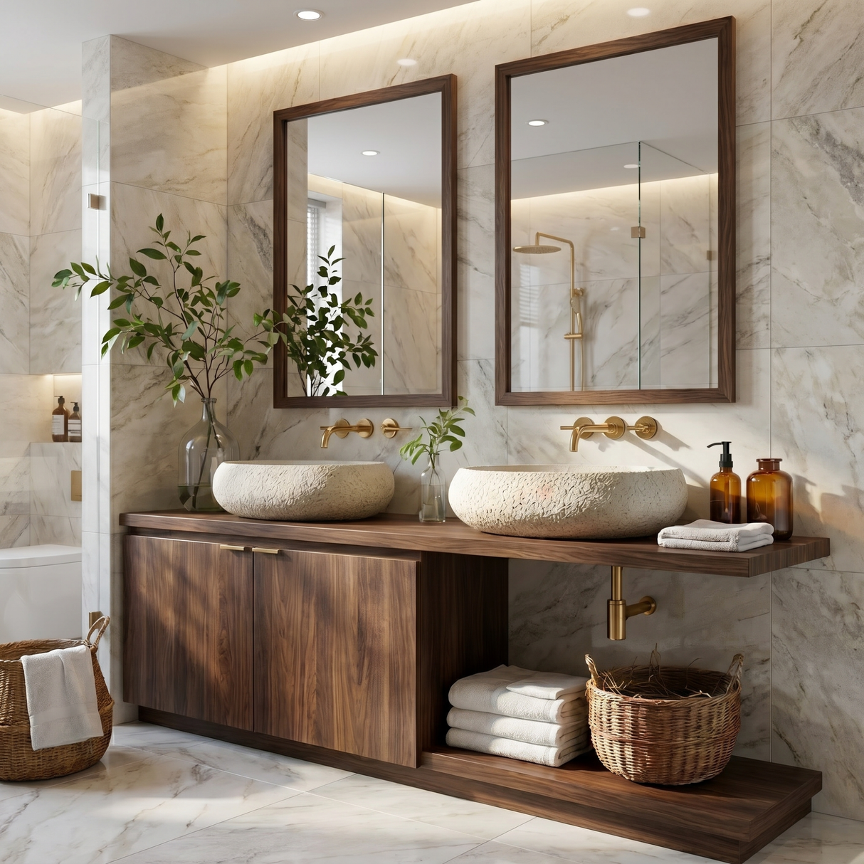 Minimalist Solid Wood Floating Bathroom Vanity