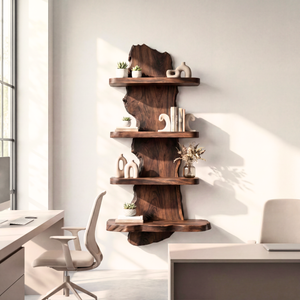 Live Edge Wooden Wall Shelf Rustic Floating Solid Wood Shelving