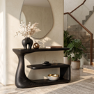 Console Table with Organic Curved Frame and Open Display Shelf