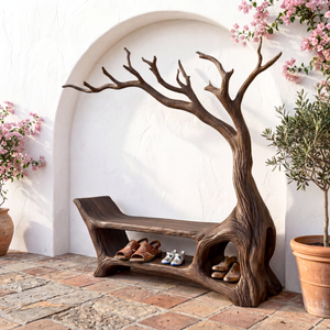 Handmade Organic Tree Branch Wooden Bench