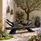 Organic Solid Wood Garden Bench with Sculptural Branch Backrest
