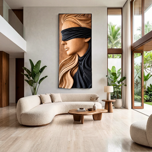 Handmade Modern Wooden Woman Portrait Wall Sculpture