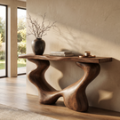 Console Table Solid Wood with Sculptural Open Arch Base for Entryway Decor