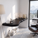 Live Edge Solid Wood Floating Desk with Organic Wall Mounted Design