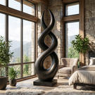 Handcrafted Solid Wood Infinity Twist Sculpture for Entryway and Living Room Decor