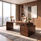 Organic Solid Wood Desk With Drawer Storage For Home Office