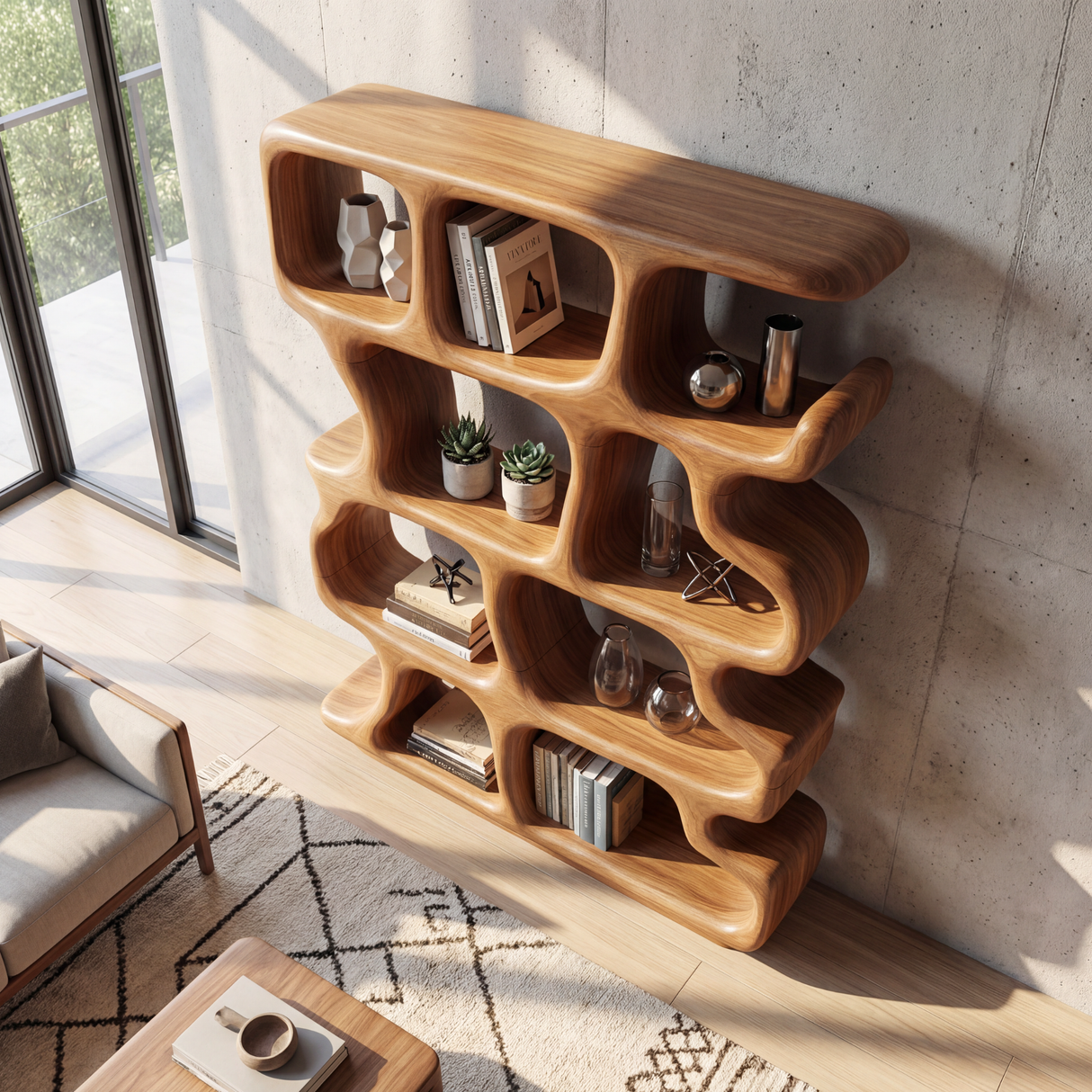 Modern Organic Statement Bookcase