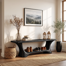 Handcrafted Solid Wood Shoe Bench with Open Storage Shelf