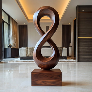 Handcrafted Solid Wood Infinity Loop Sculpture for Modern Entryway Decor