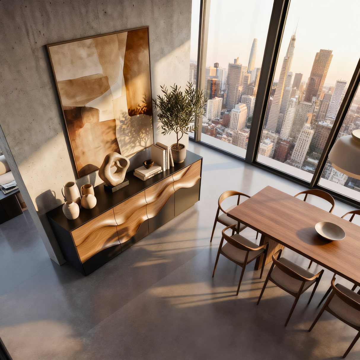 Wave Front Sideboard Cabinet for Contemporary Interiors