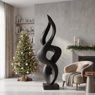 Handcrafted Abstract Twisted Solid Wood Sculpture for Modern Interior Decor