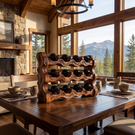 Solid Wood Wine Rack Sculptural Wave Design Countertop Bottle Holder