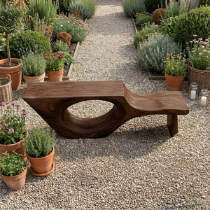 Organic Sculptural Solid Wood Bench for Modern Living Spaces