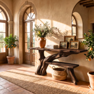Sculpted Wood Console Table Contemporary Entryway Decor