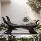 Organic Solid Wood Bench with Sculptural Branch Form