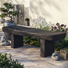 Handcrafted Live Edge Solid Wood Garden Bench with Natural Slab Seat