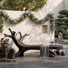 Tree Branch Solid Wood Garden Bench with Sculptural Root Base