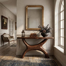 Solid Wood Sculptural Console Table for Organic Modern Entryway