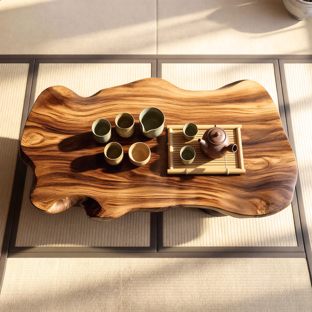 Solid Wood Organic Coffee Table for Japandi and Tea Room Interiors