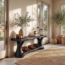 Shoe Rack Solid Wood with Sculptural Branch Legs and Open Shelf