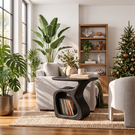 Organic Solid Wood Side Table with Sculptural Base