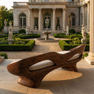 Handcrafted Organic Solid Wood Bench with Cushion Sculptural Modern Seating