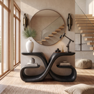 Handcrafted Solid Wood Console Table with Sculptural Infinity Base