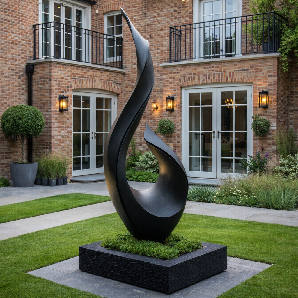 Large Outdoor Solid Wood Sculpture for Courtyards, Gardens, and Modern Landscapes