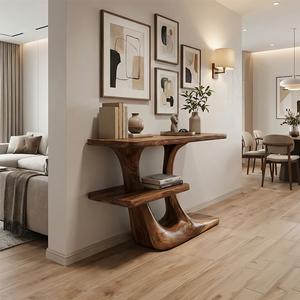 Sculptural Solid Wood Console Table for Modern Entryway