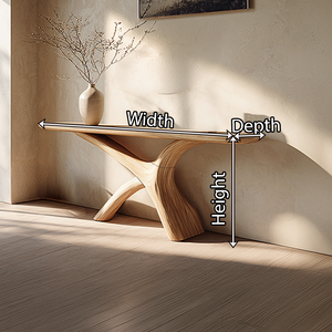 Sculpted Cross-Leg Solid Wood Console Table in Natural Finish