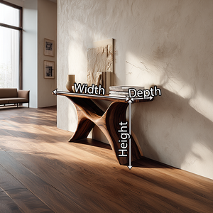 Organic Modern Solid Wood Console Table with Curved Base