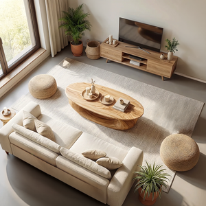 Organic Sculpted Wood Coffee Table Modern Art Base