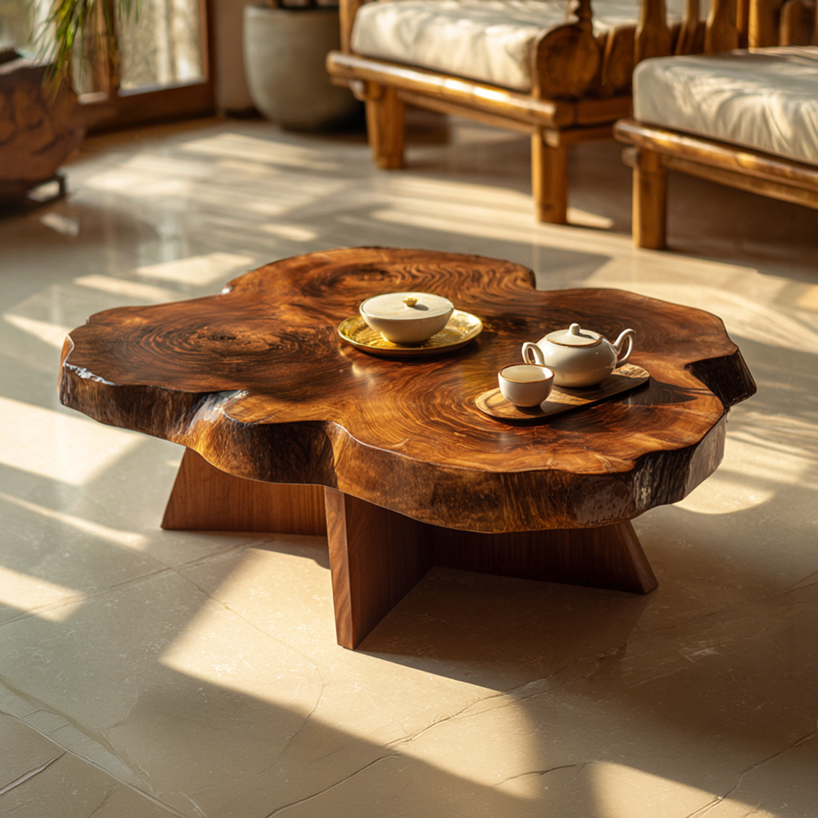 Live Edge Solid Wood Coffee Table Organic Slab