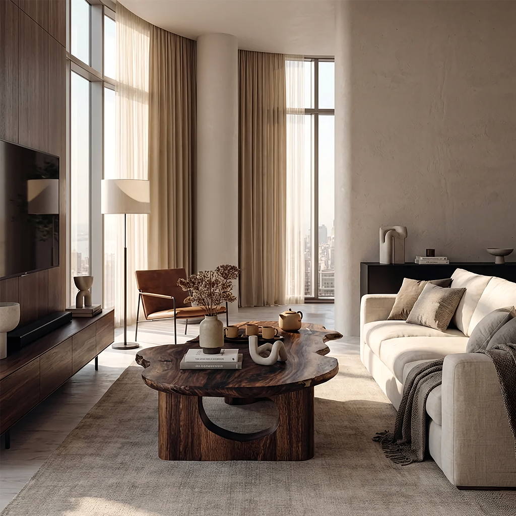 Live Edge Solid Wood Coffee Table for Organic Living