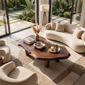 Organic Live Edge Wood Coffee Table Sculptural Design